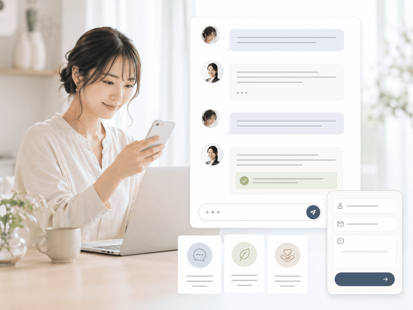 相談したい人がLINEやフォームで問い合わせるイメージ